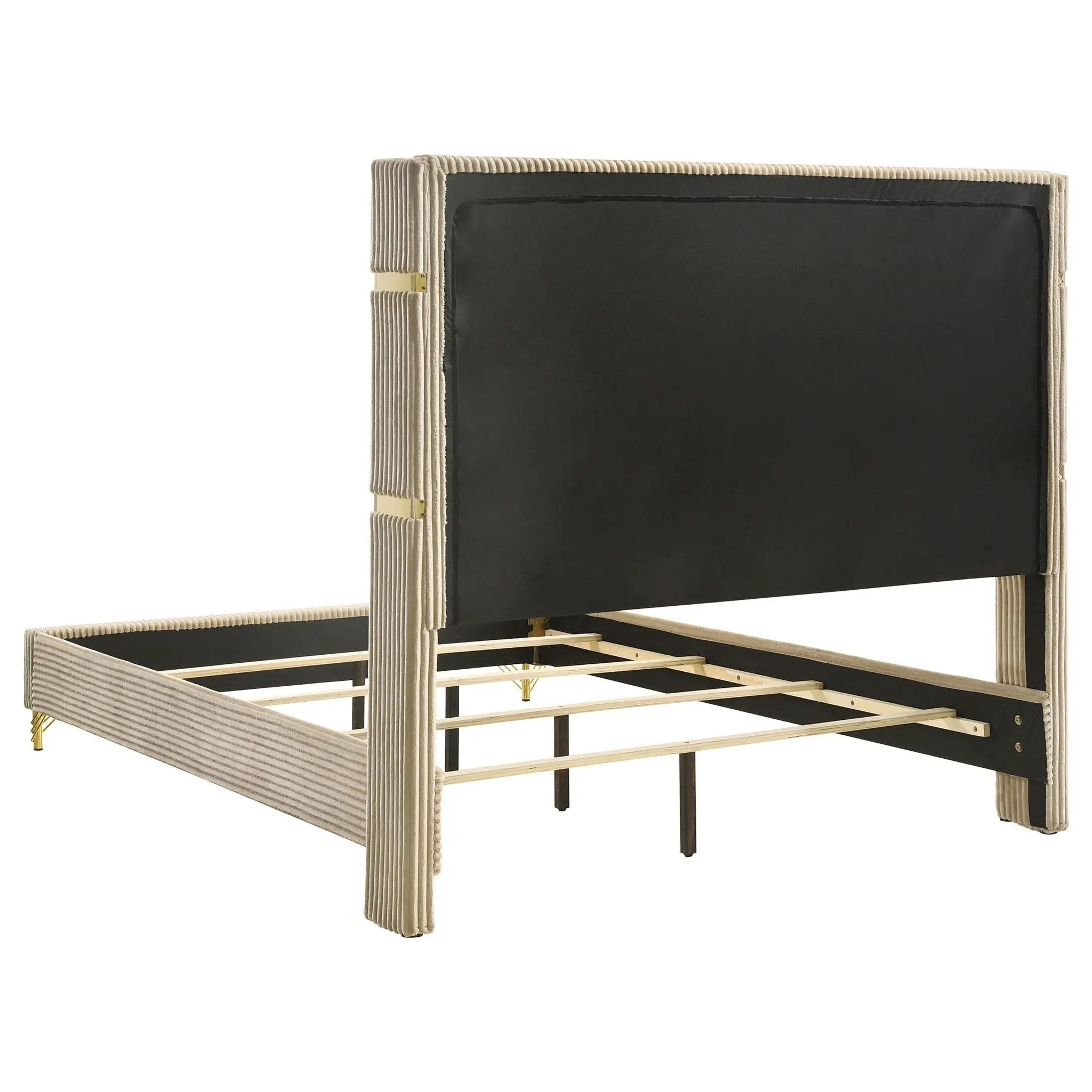 Lucia 61-inch Upholstered Eastern King Wingback Bed Beige by Unique Piece Furniture