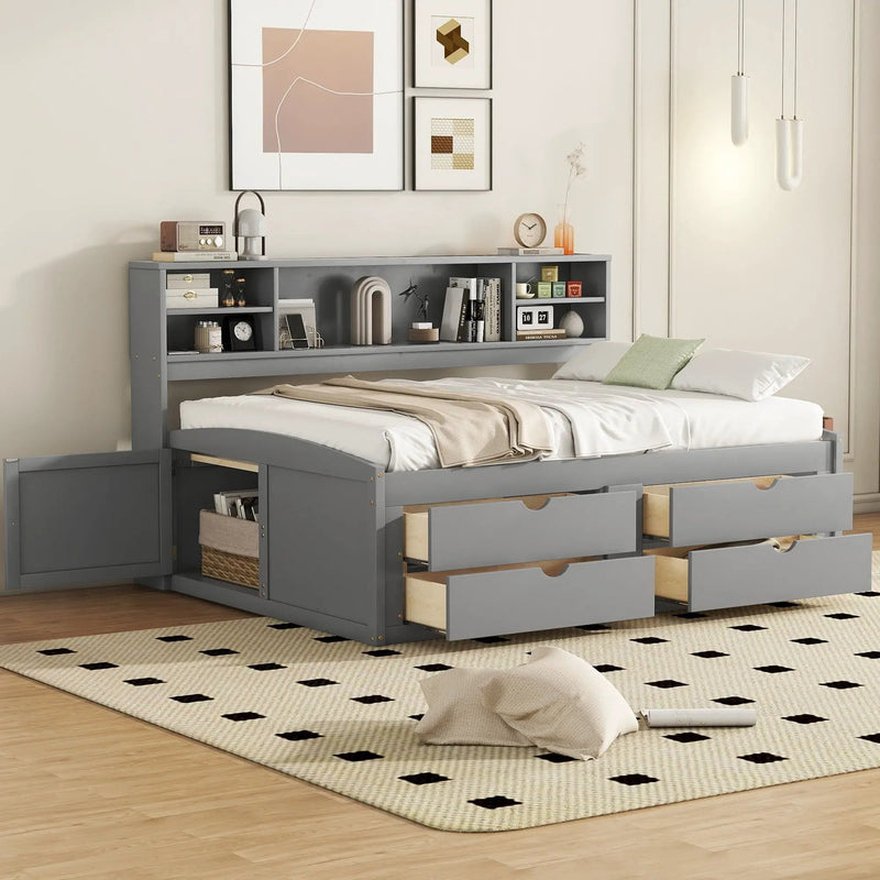 Daybed With 2 Bedside Cabinets, Upper Shelves And 4 Drawers by HouseOfZazla