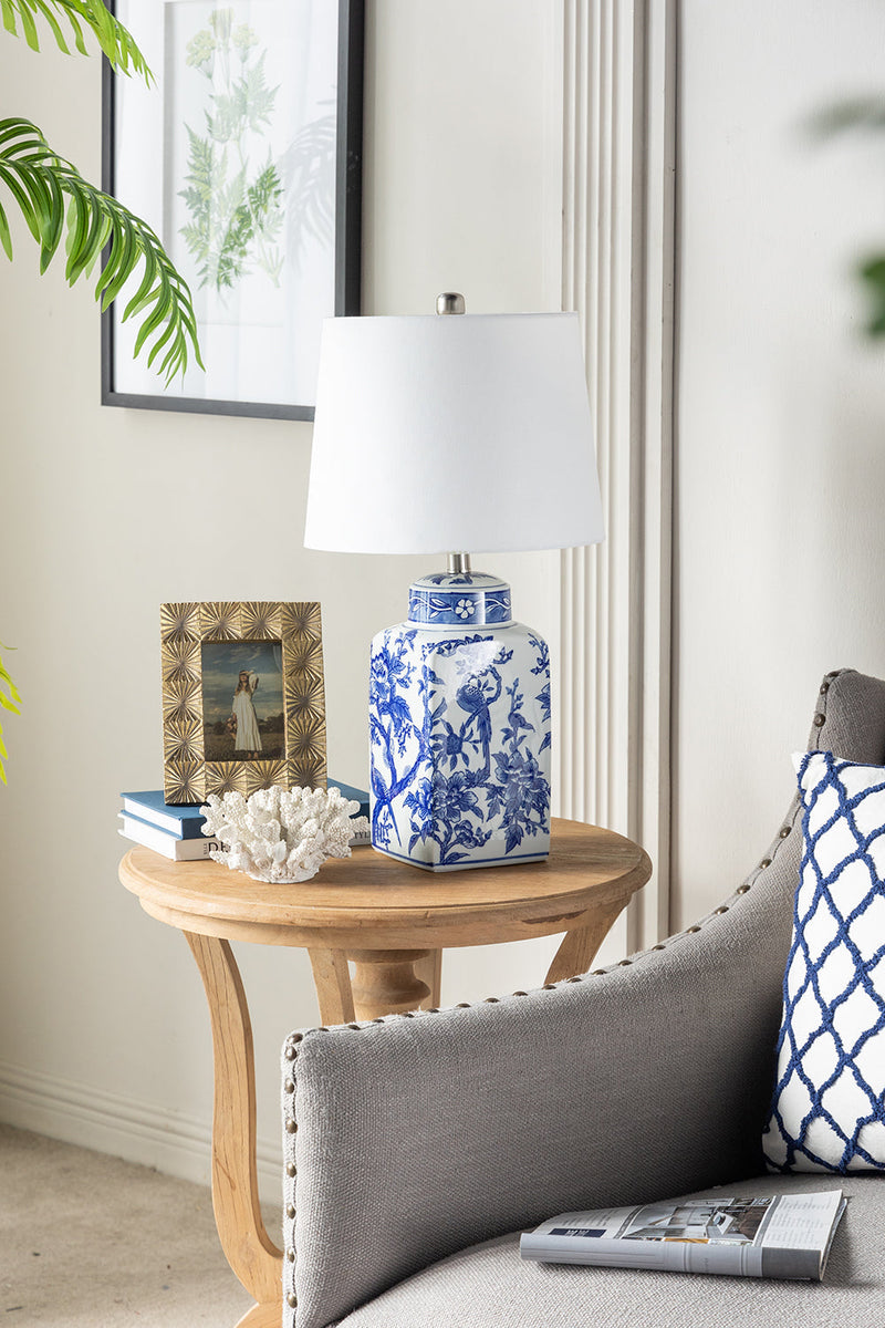 13x25' Blue and White Ceramic Vase Lamp by HouseOfZazla