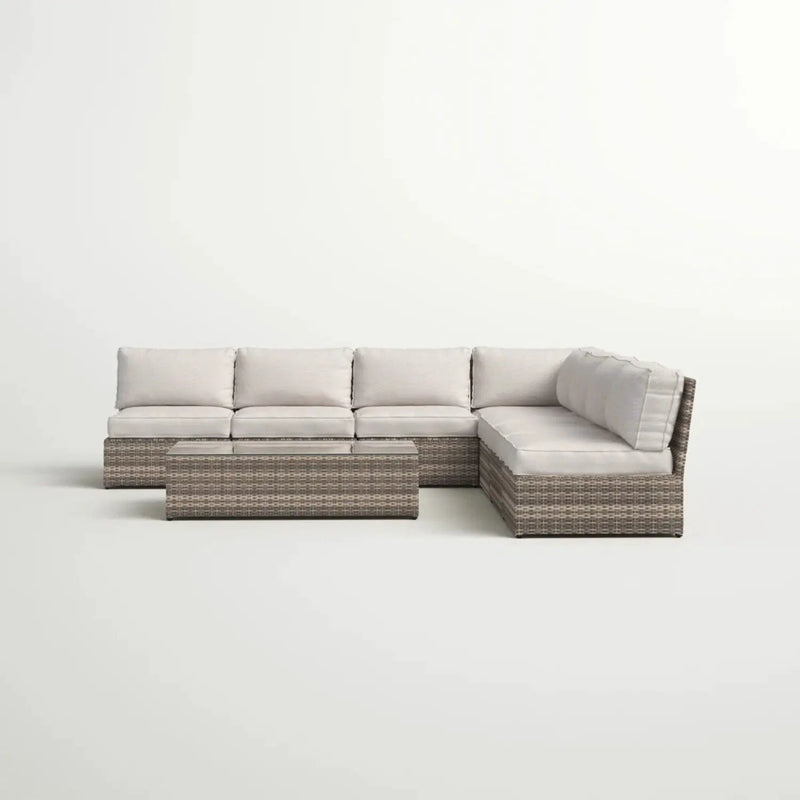 Comfortable Modern Patio Rattan Sectional Set With Cushions by Unique Piece Furniture