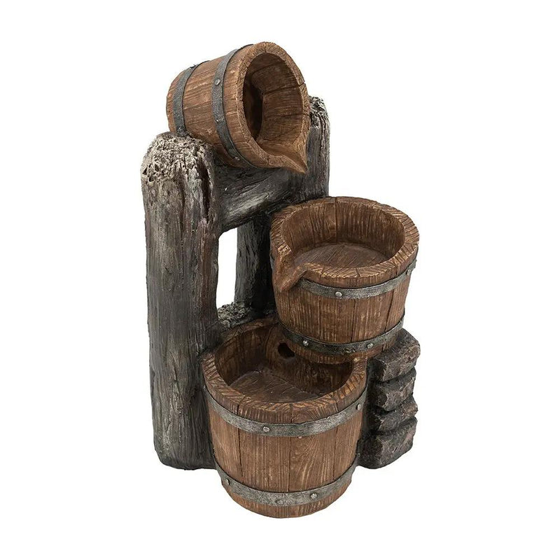 Decorative 3 Tier Bucket Fountain With Lights And Pump - Brown by Unique Piece Furniture