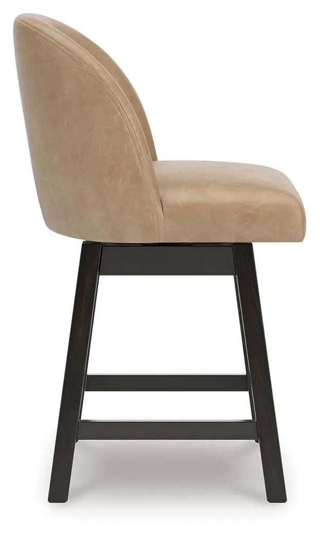 Neymorton - Upholstered Swivel Faux Leather Barstool (Set of 2) - Dark Grayish Brown by Unique Piece Furniture