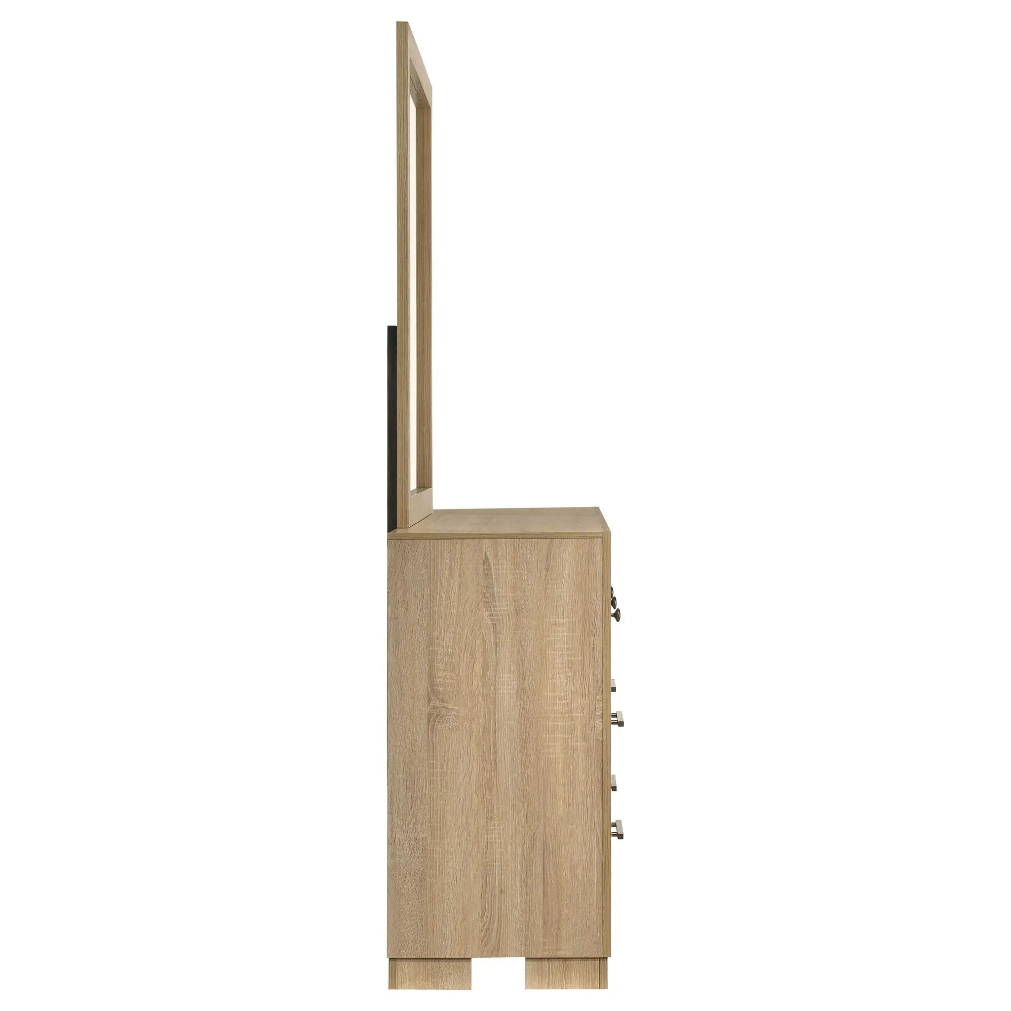 Arielle 6-drawer Bedroom Dresser with Mirror Light Oak by Unique Piece Furniture