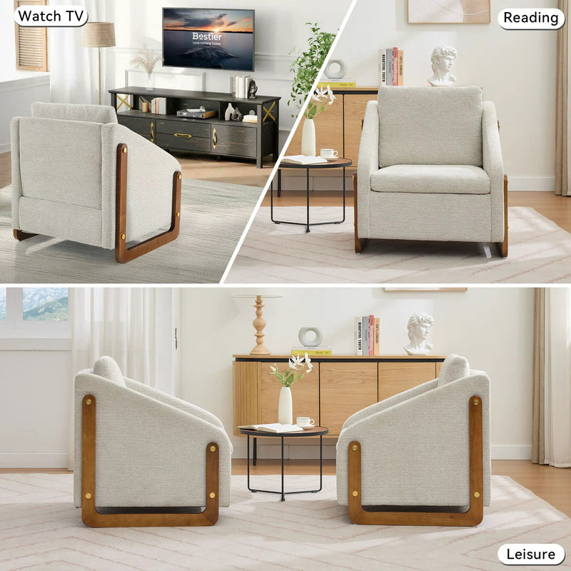 Modern Upholstered Armchair With Wooden Side Frame by Unique Piece Furniture