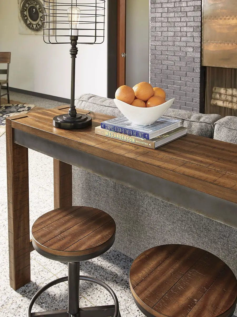 Torjin - 3 Pc. - Long Counter Table, 2 Stools - Dark Brown by Unique Piece Furniture