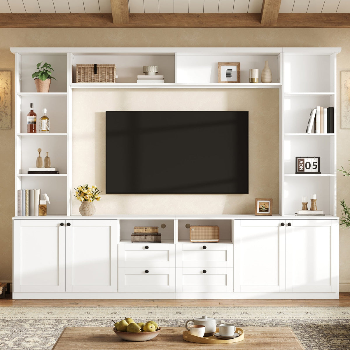 Farmhouse Elegant Entertainment Center Wall Unit, photo 3 of 10