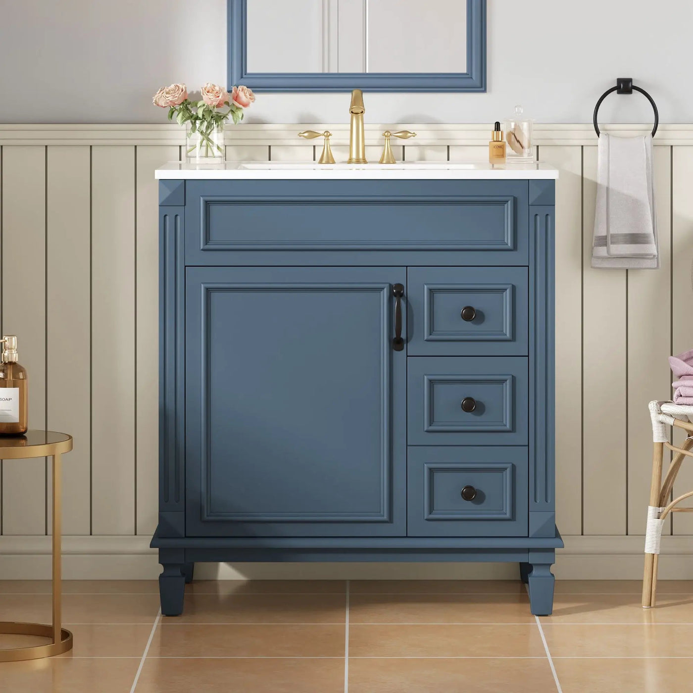 Bathroom Vanity With Sink, Cabinet With 2 Drawers And Adjustable Shelf by HouseOfZazla