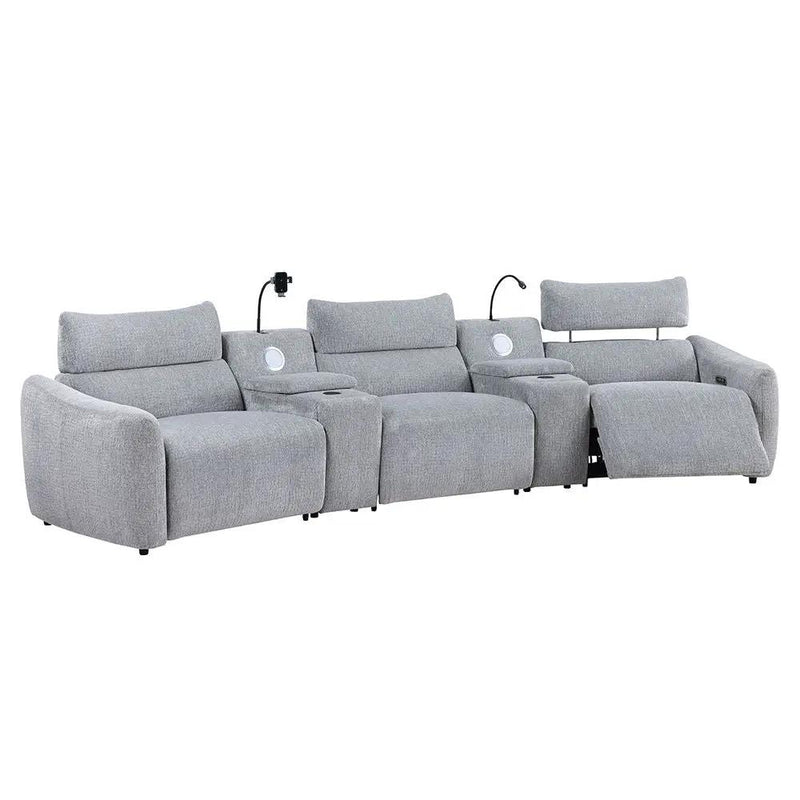 Fullar - Modular Console With Speaker & Cup Holder - Light Gary Chenille by Unique Piece Furniture