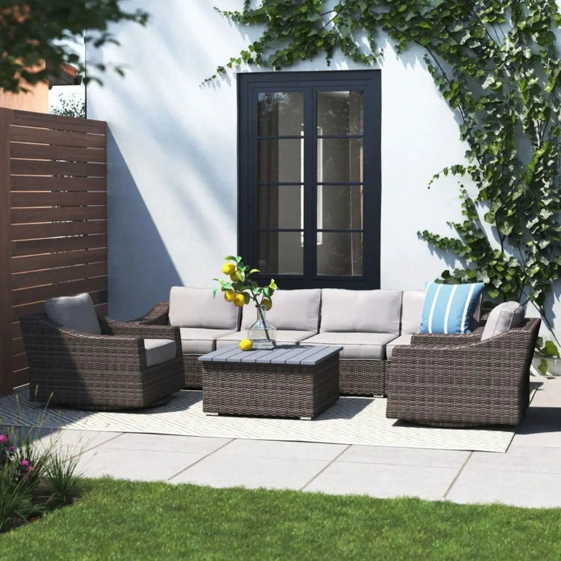 Stylish Sofa Seating Group With Cushions Perfect For Outdoor Gatherings by Unique Piece Furniture