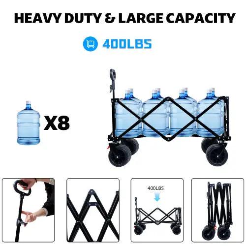 Foldable Wagon with Extended Tailgate and Large All-Terrain Wheels by HouseOfZazla
