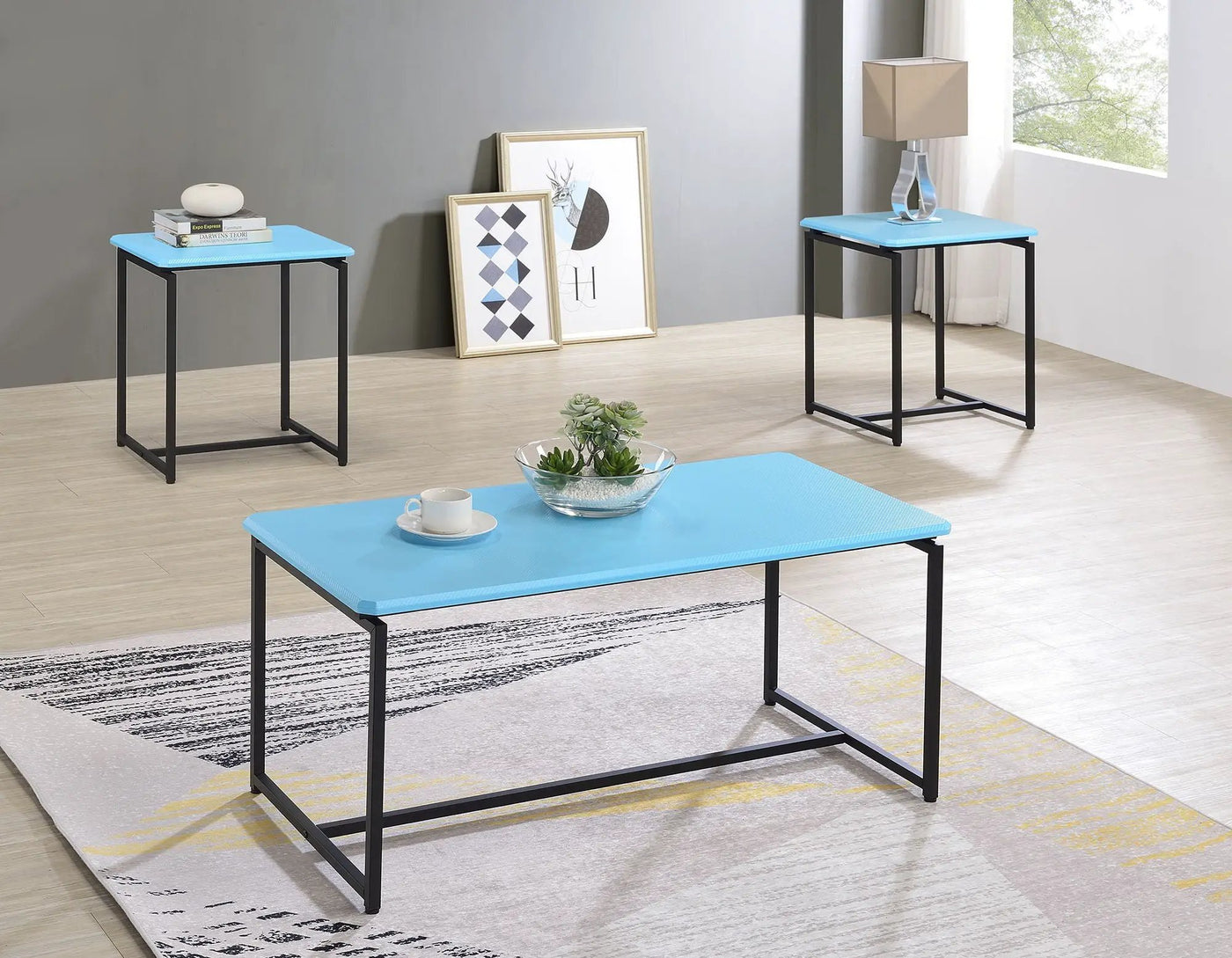 GT 3 Piece Carbon Fiber Wrap Coffee Table And End Table Set by HouseOfZazla