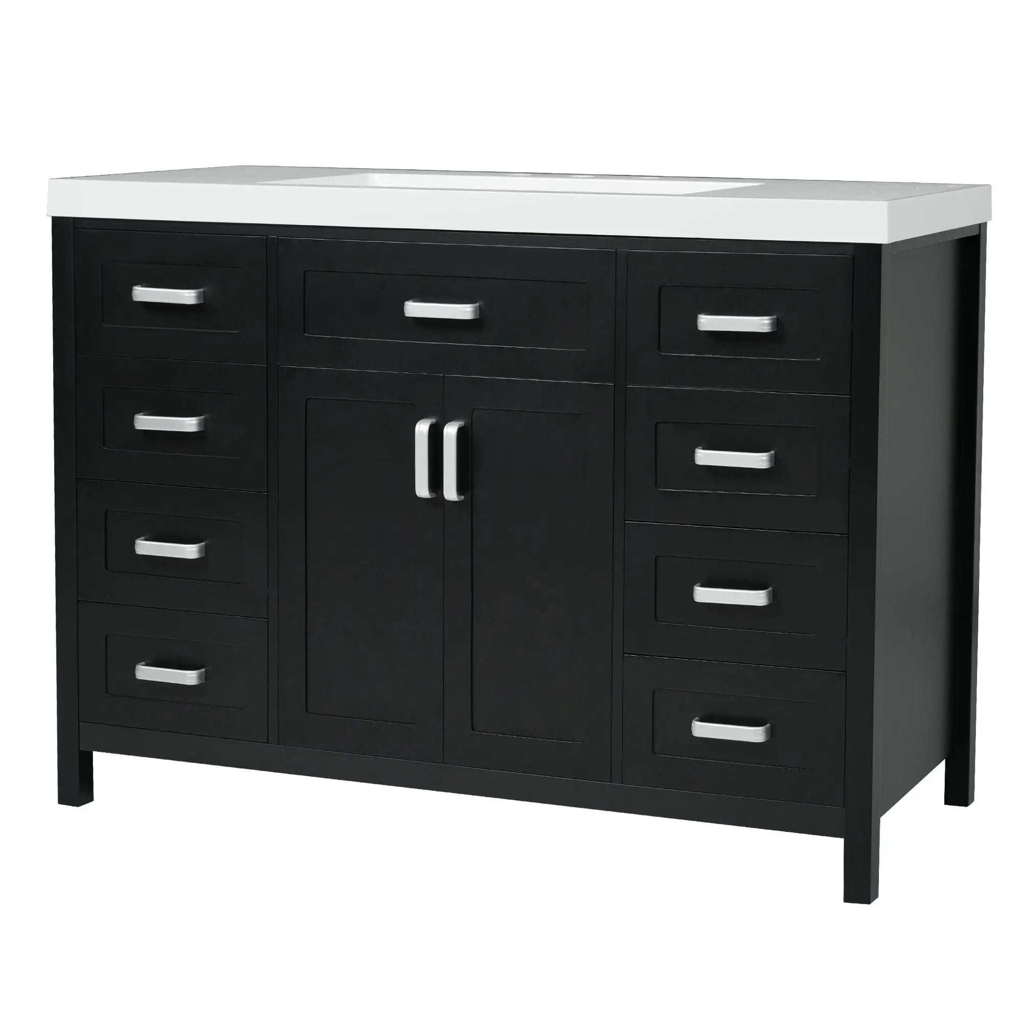 Bathroom Vanity With Sink, 2 Doors & 8 Drawers, Soft Close System by HouseOfZazla