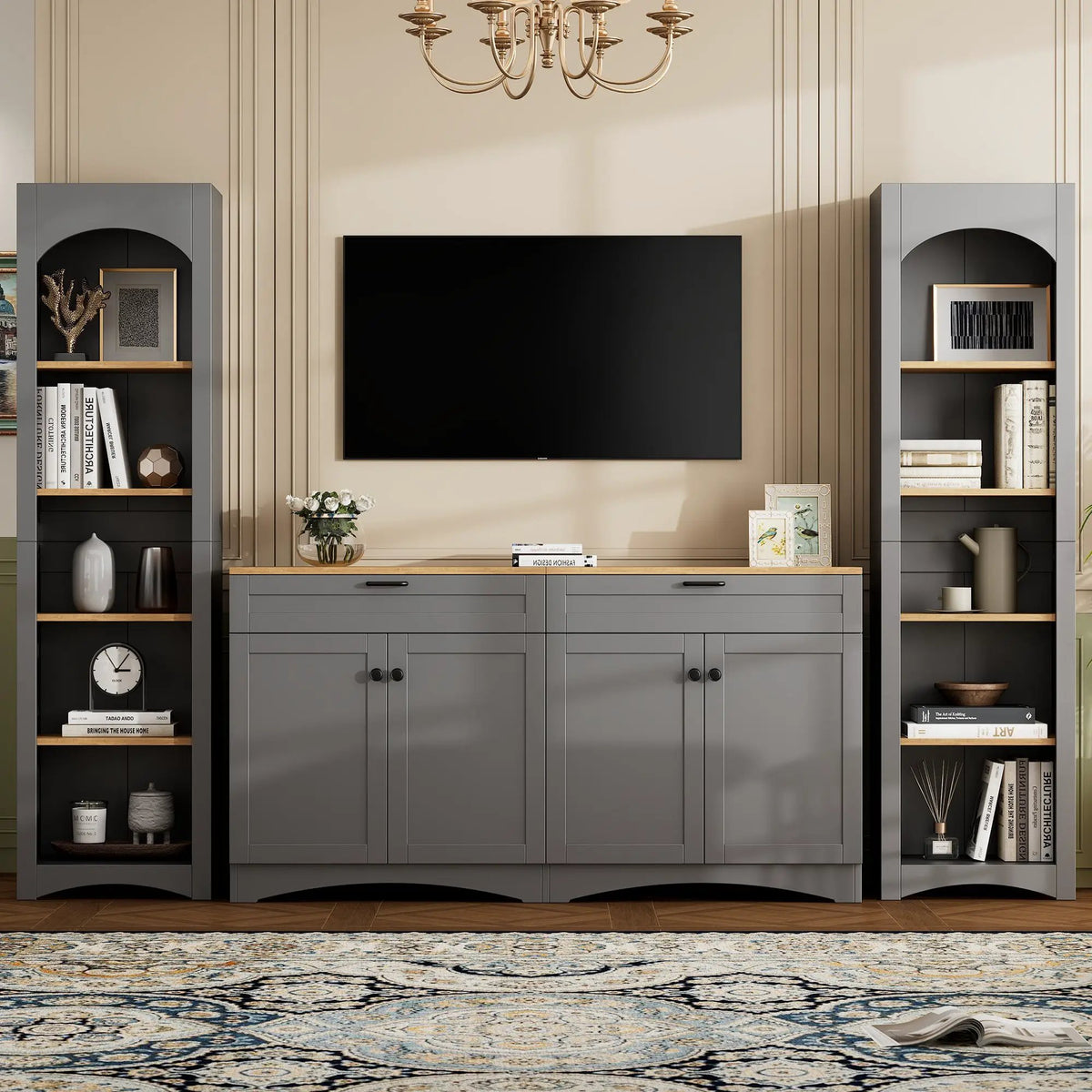 ON-TREND 3-Piece Farmhouse Entertainment Center by HouseOfZazla