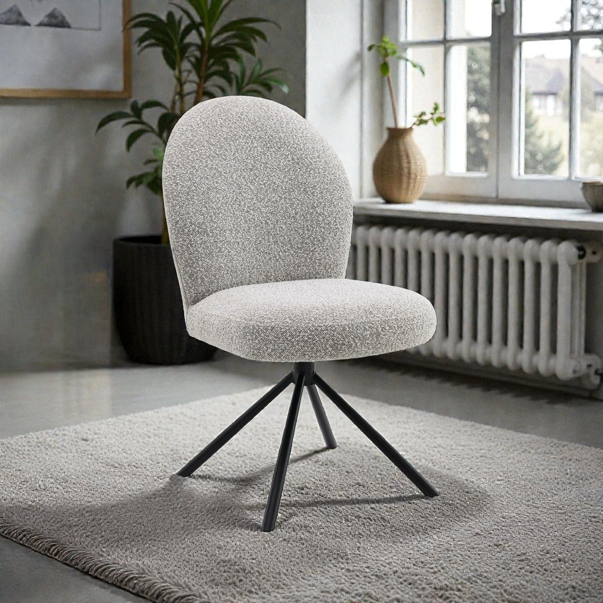 Gray Swivel Side Chair Set with Boucle Fabric - Set of 2, photo 4 of 4