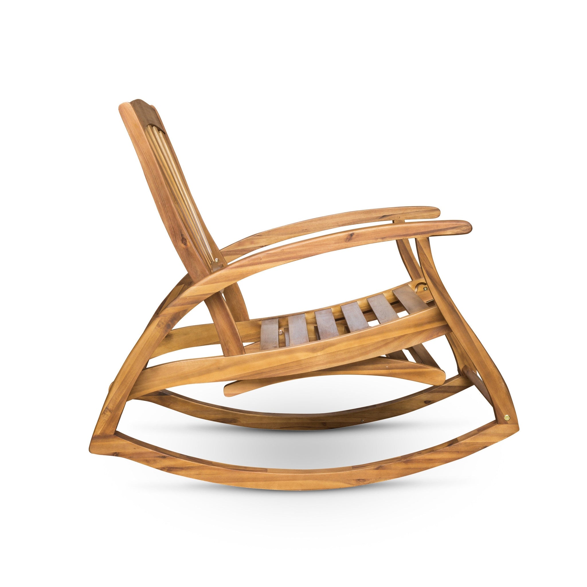 Outdoor Acacia Wood Rocking Chair with Retractable Foot Panel by HouseOfZazla