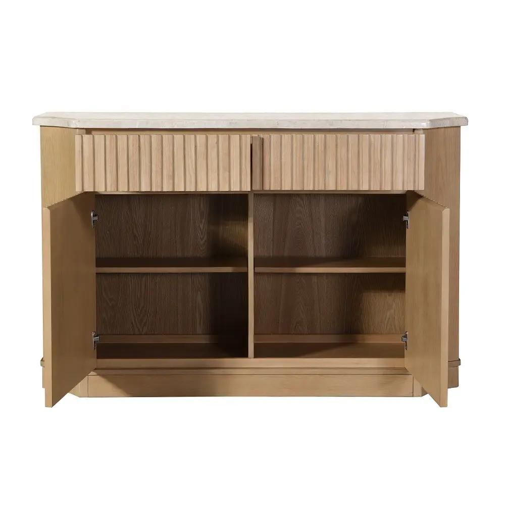 Qwin - Server With Marble Top - Marble Top & Oak by Unique Piece Furniture