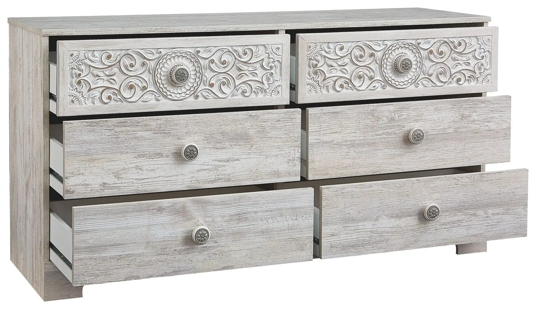 Paxberry - Six Drawer Dresser - Vinyl-Wrapped - Whitewash by Unique Piece Furniture