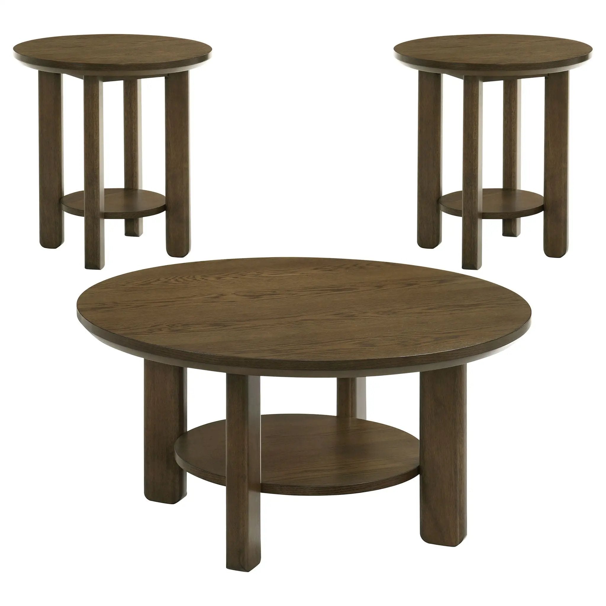 Ottowa 3-piece Round Wood Coffee Table Set Brown by Unique Piece Furniture