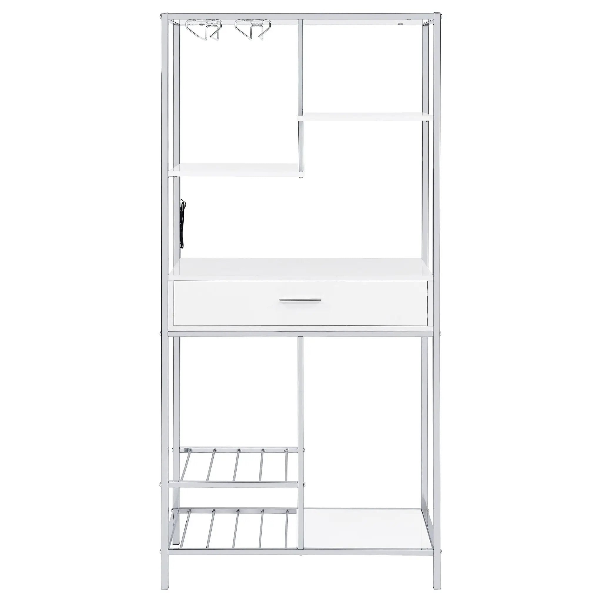 Figueroa 5-shelf LED Wine Storage Bar Cabinet White High Gloss by Unique Piece Furniture