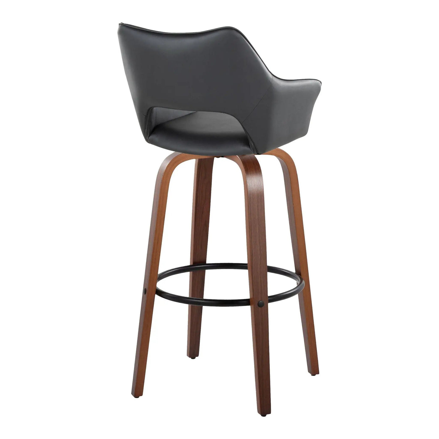 Mustang - Contemporary Fixed Height Barstool With Swivel & Round Footrest (Set of 2) by HouseOfZazla