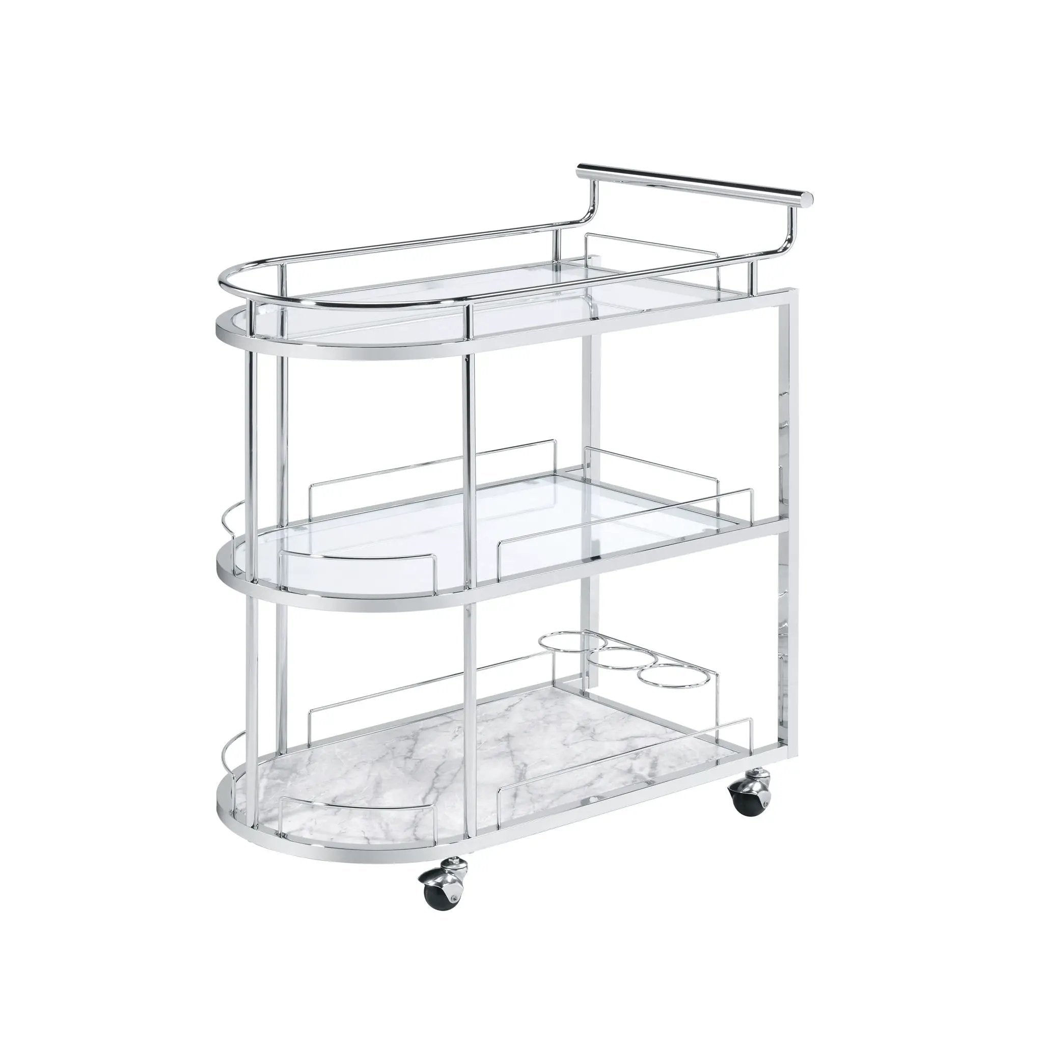 Inyo - Serving Cart - Clear Glass & Chrome by Unique Piece Furniture