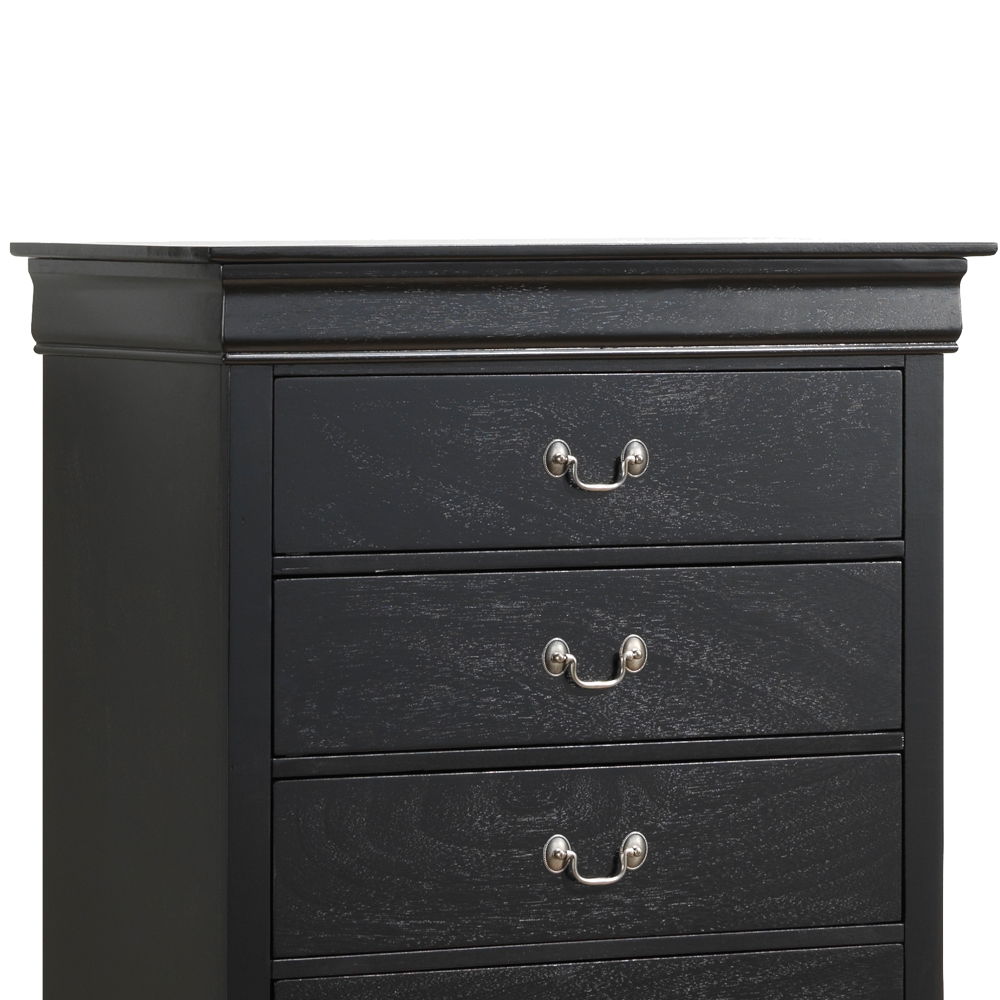 Traditional Storage Chest with Carved Bases and Dovetailed Drawers - Black or Dark Red, photo 7 of 12