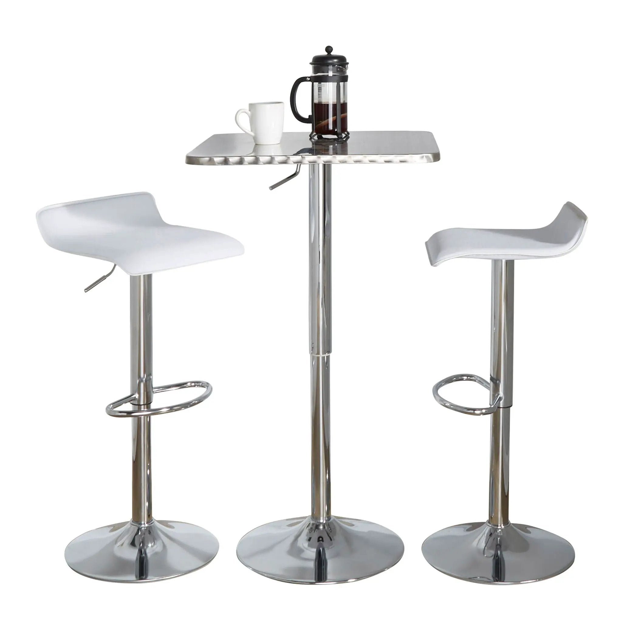 Ale - 3 Piece Bar Set Bistro Square Contemporary Adjustable Oval Footrest by HouseOfZazla