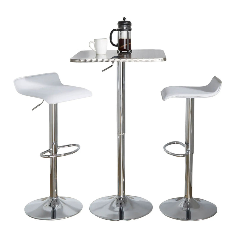 Ale - 3 Piece Bar Set Bistro Square Contemporary Adjustable Oval Footrest by HouseOfZazla