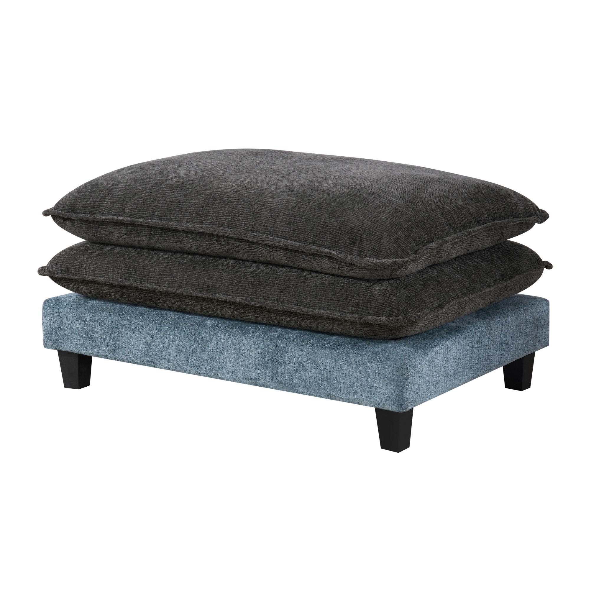 Sectional Sofa With Removable Ottomans, USB Ports, Cup Holders & Storage - Gray / Light Blue by HouseOfZazla