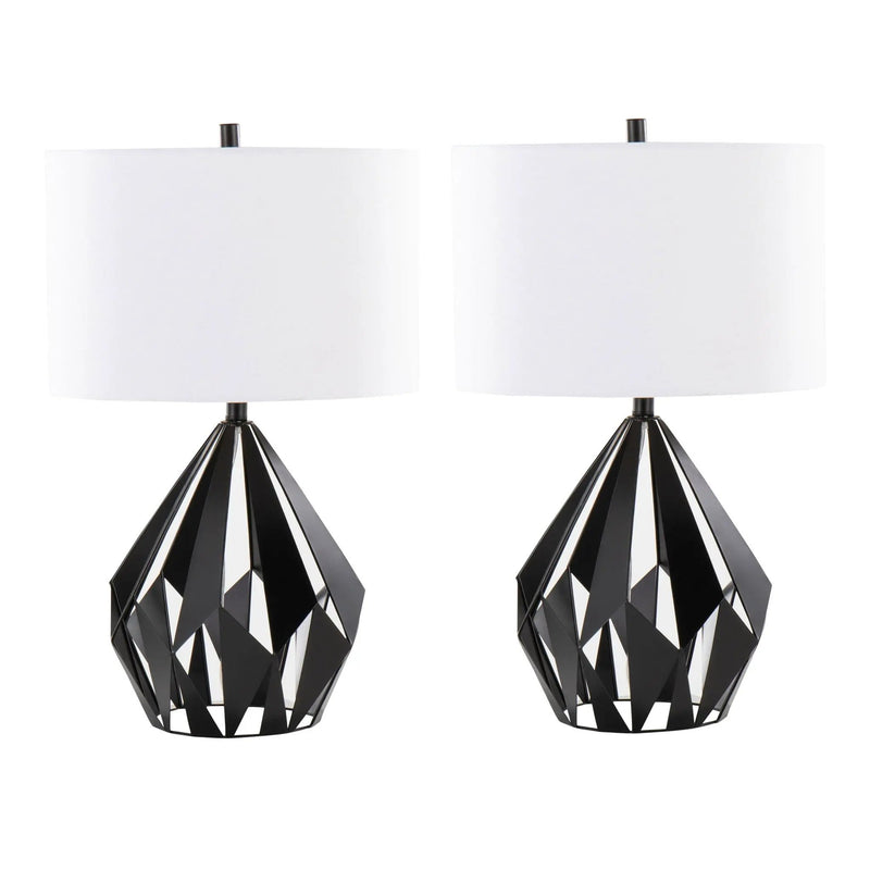 Geo - Me Tri Contemporary Table Lamp (Set of 2) - Matte Black / White by HouseOfZazla