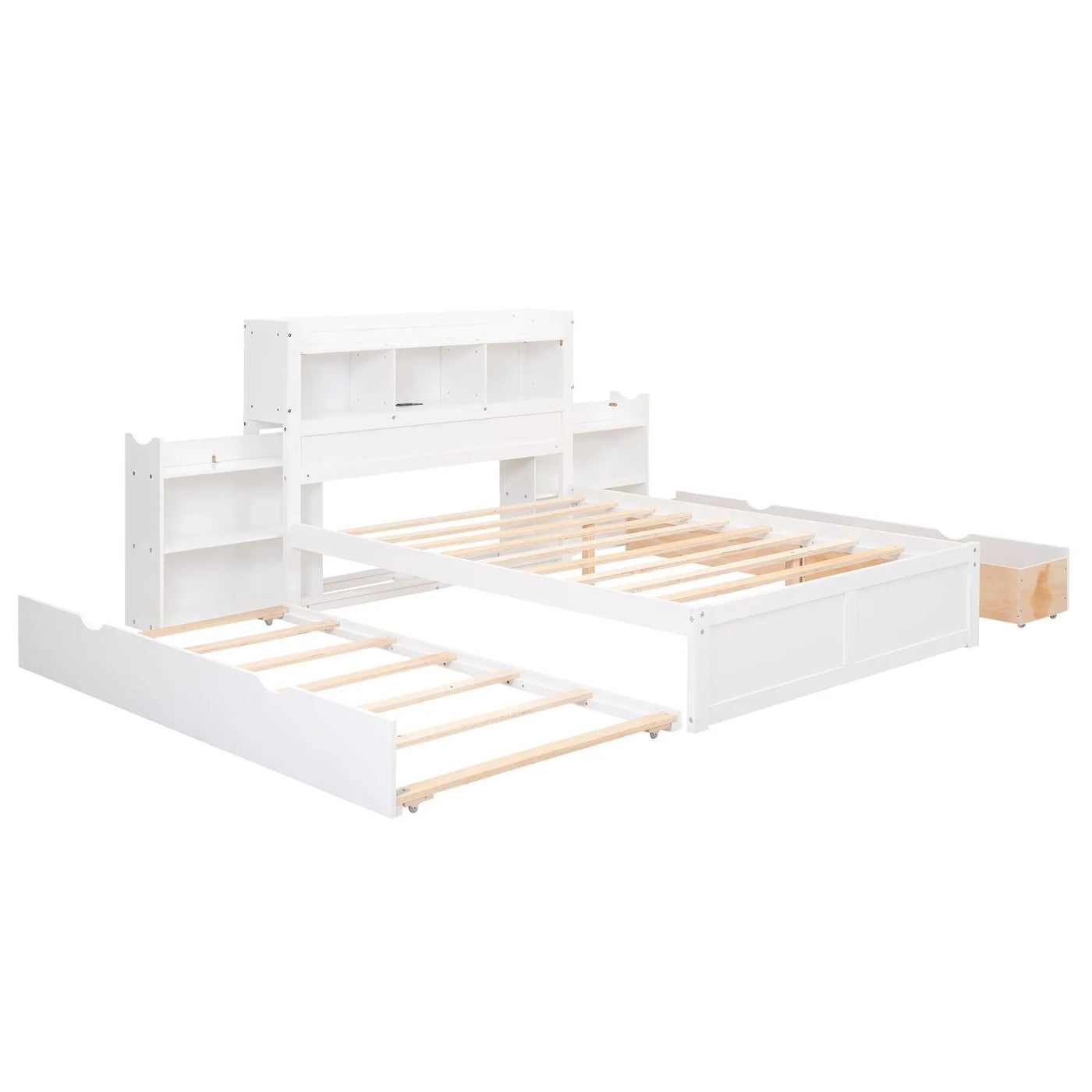 Storage Platform Bed With Pull Out Shelves, Trundle, And 2 Drawers by HouseOfZazla