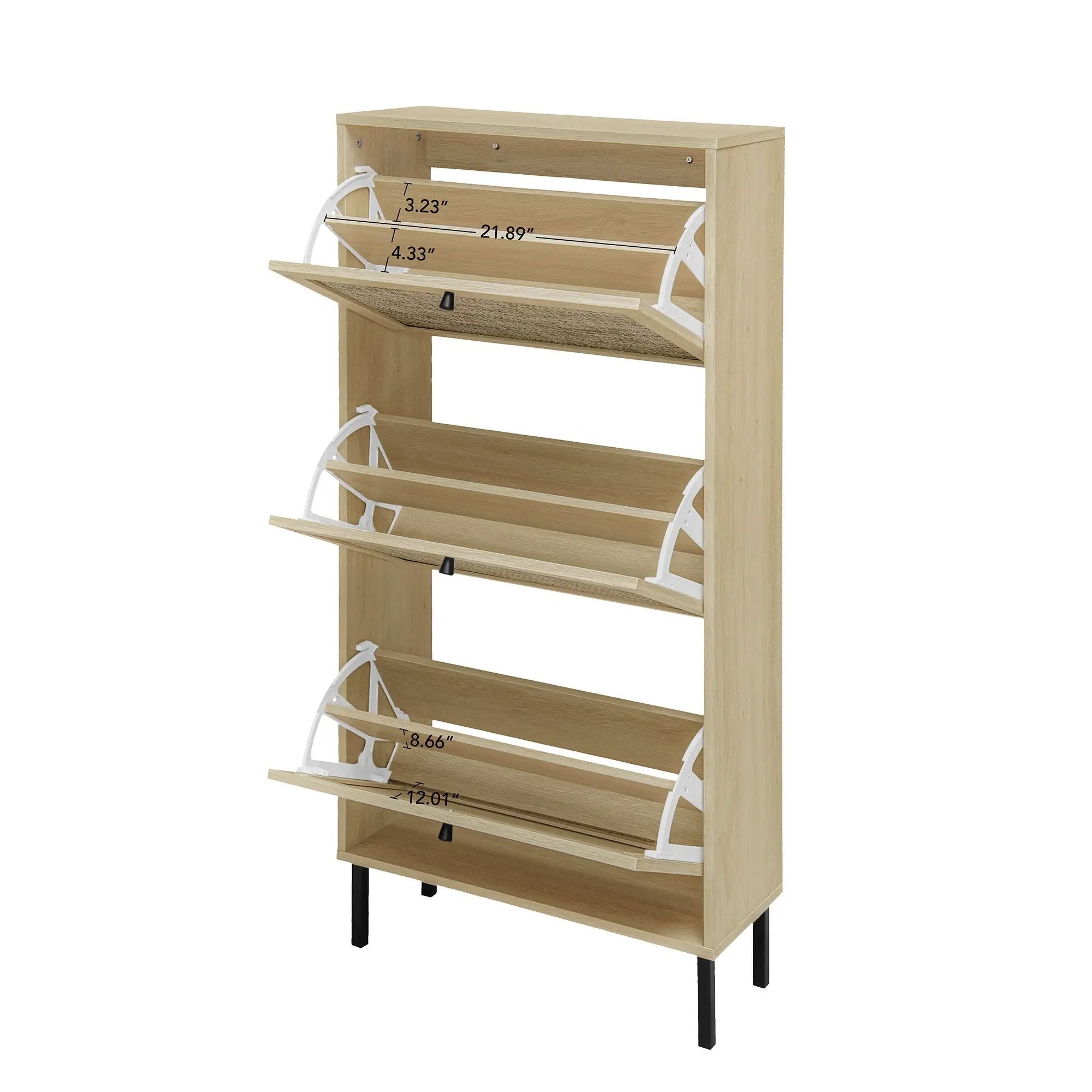 Modern Rattan 3 Door Shoe Rack Cabinet For Entryway by Unique Piece Furniture