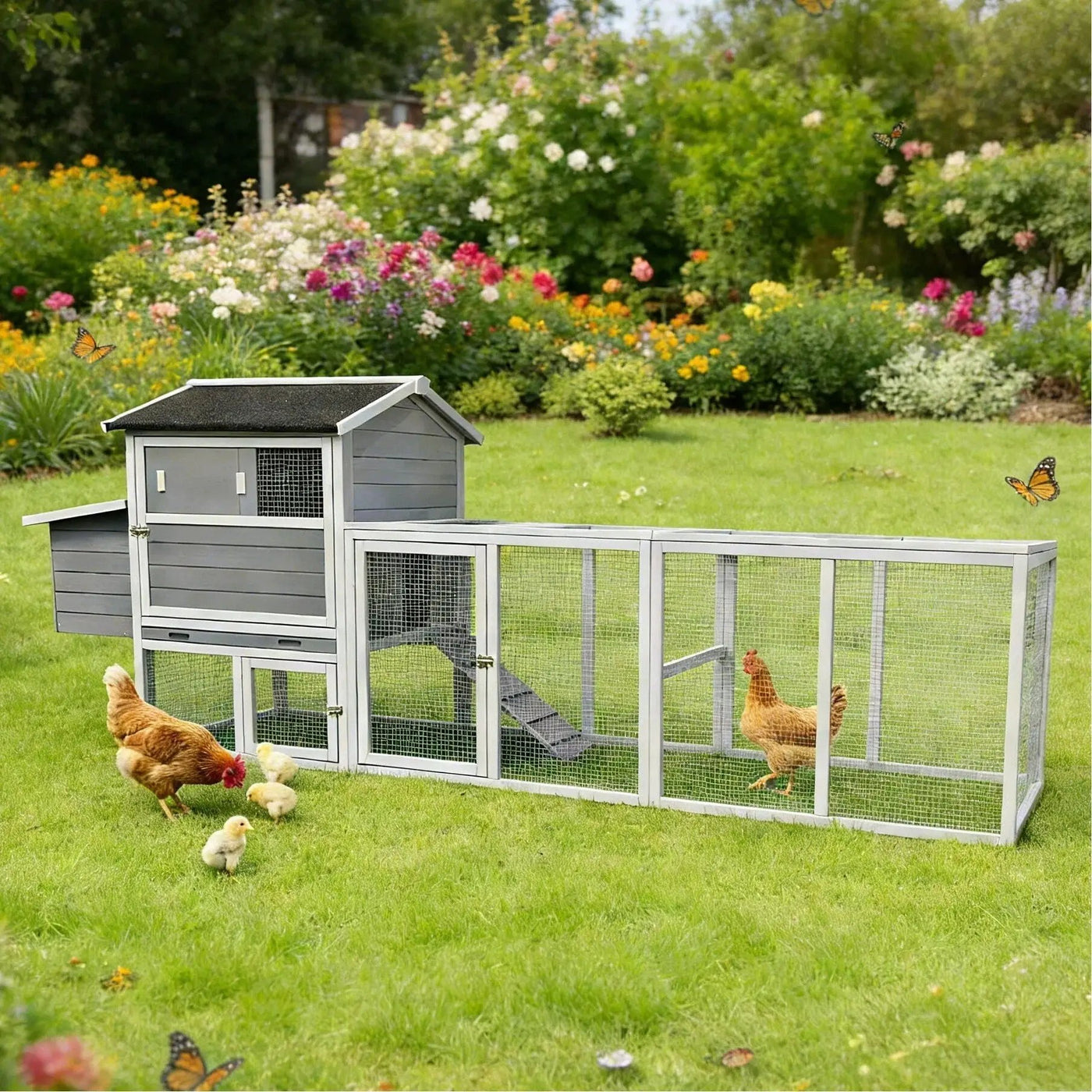 Chicken Coop With Run And Nesting Box by HouseOfZazla