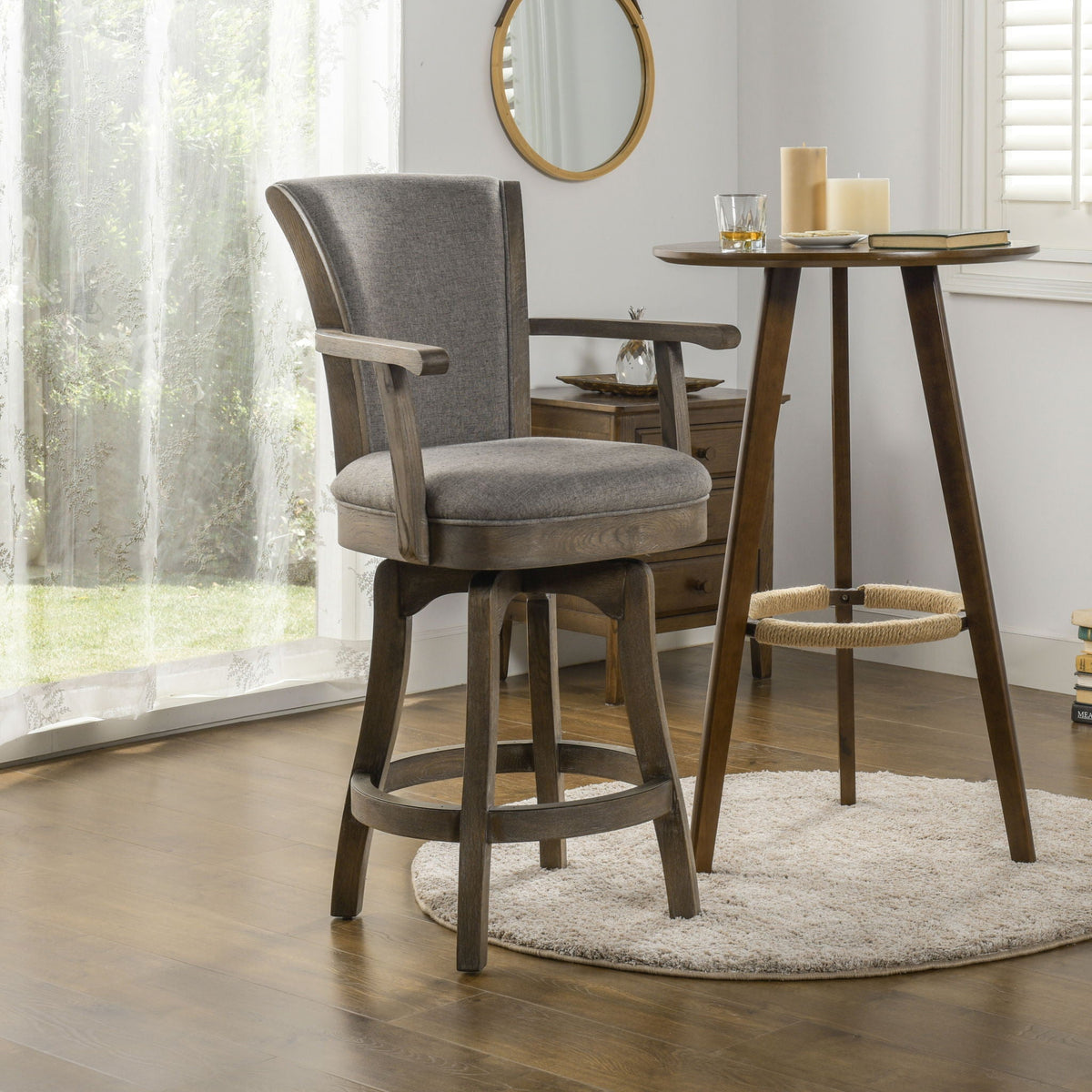 Swivel Counter Height Bar Stool with High Backrest and Solid Hardwood - Multiple Colors, photo 4 of 40