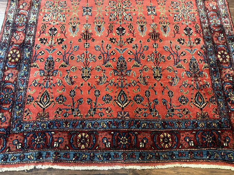 Antique Persian Tribal Rug 5 x 6.6, Tomato Red, Hamadan Angelas Rug by Jewel Rugs