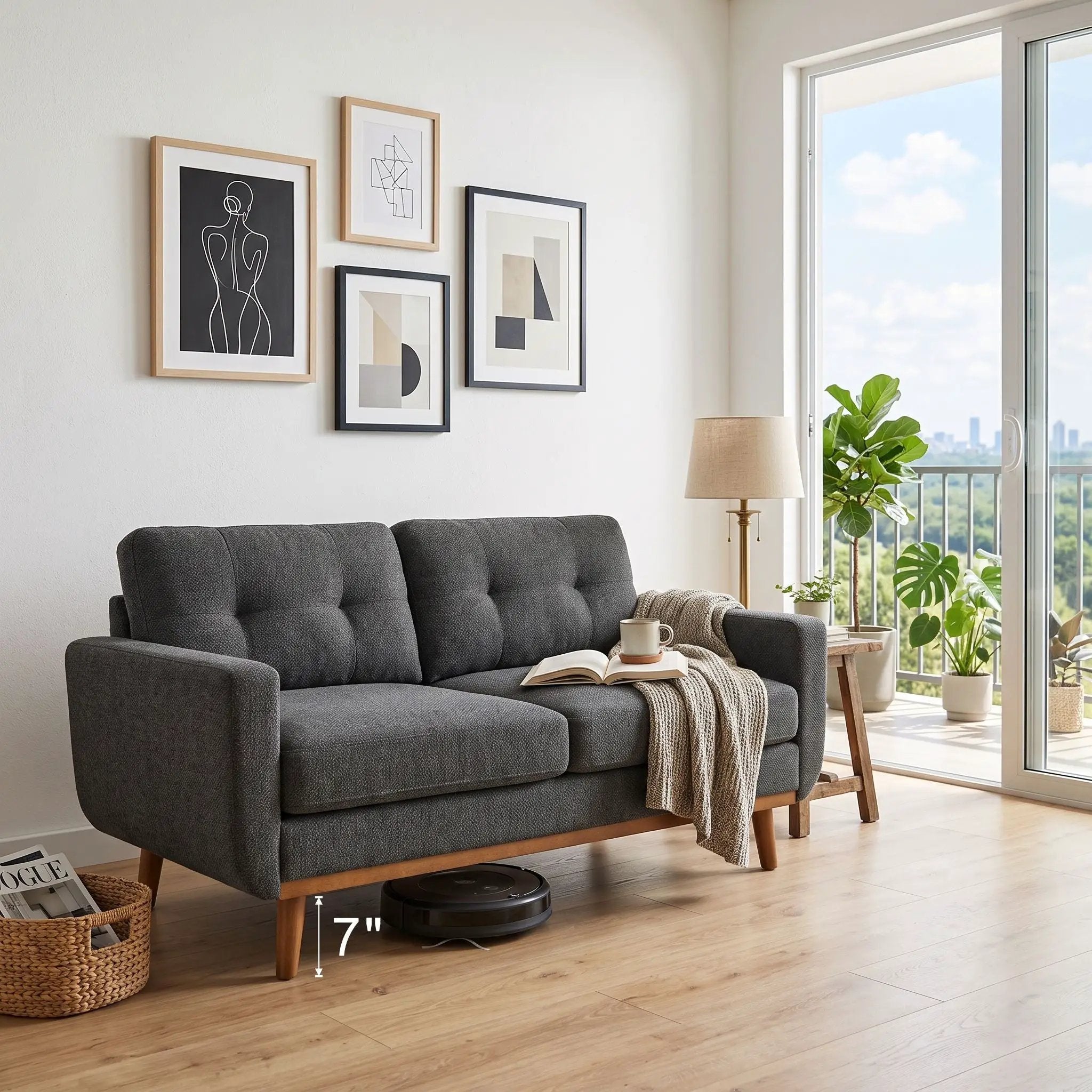 65-Inch Modern Minimalist Two-Seater Sofa by HouseOfZazla