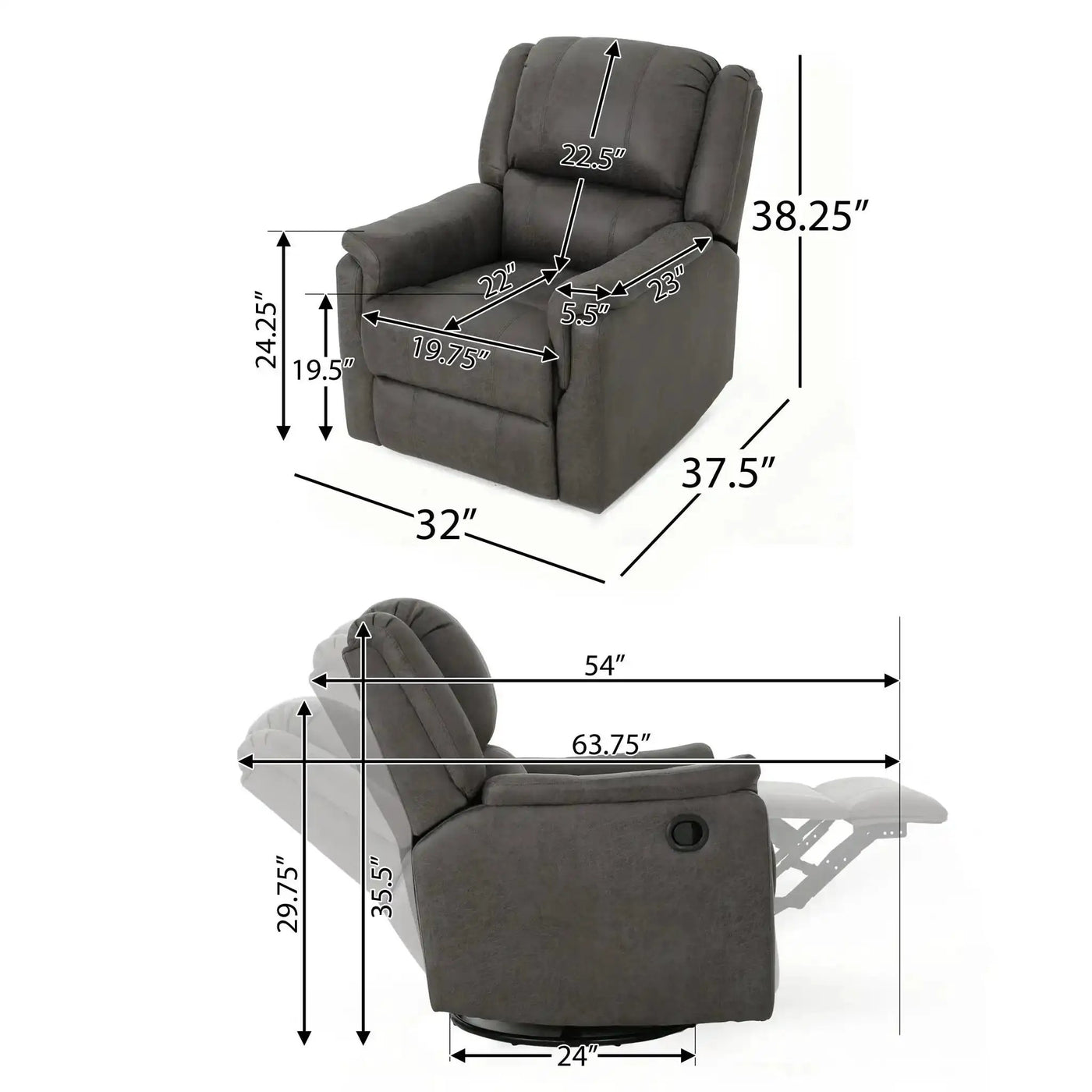 Contemporary Glider Recliner With Swivel Function by HouseOfZazla