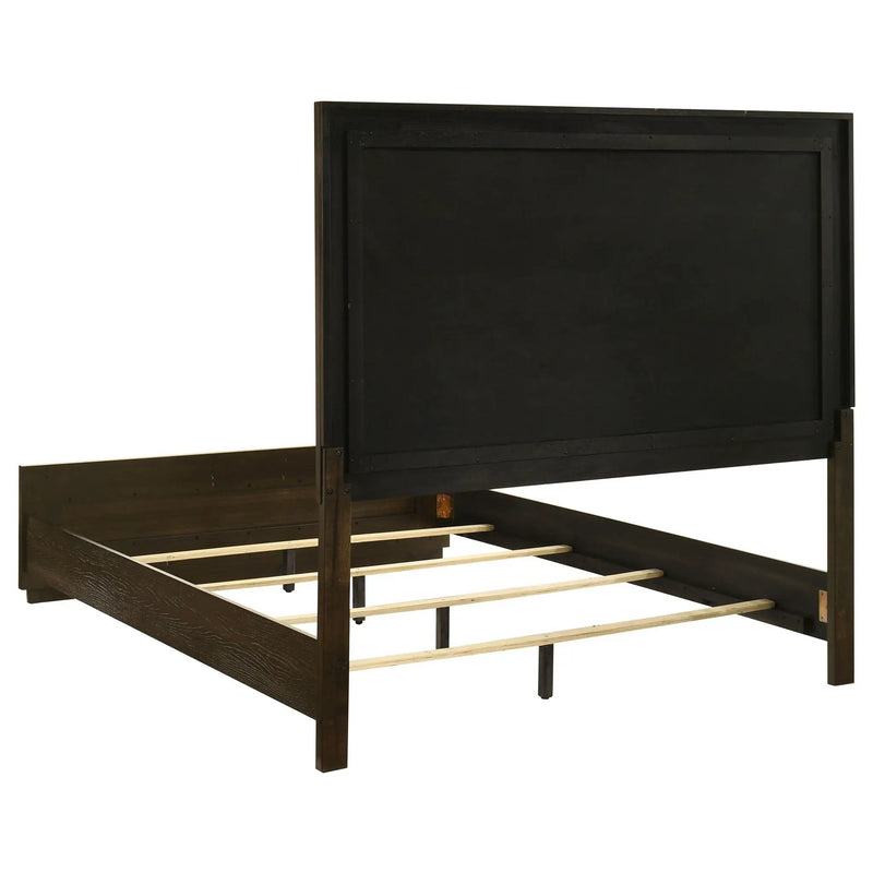 Atlas 63-inch Queen Upholstered Panel Bed Grey and Dark Oak by Unique Piece Furniture