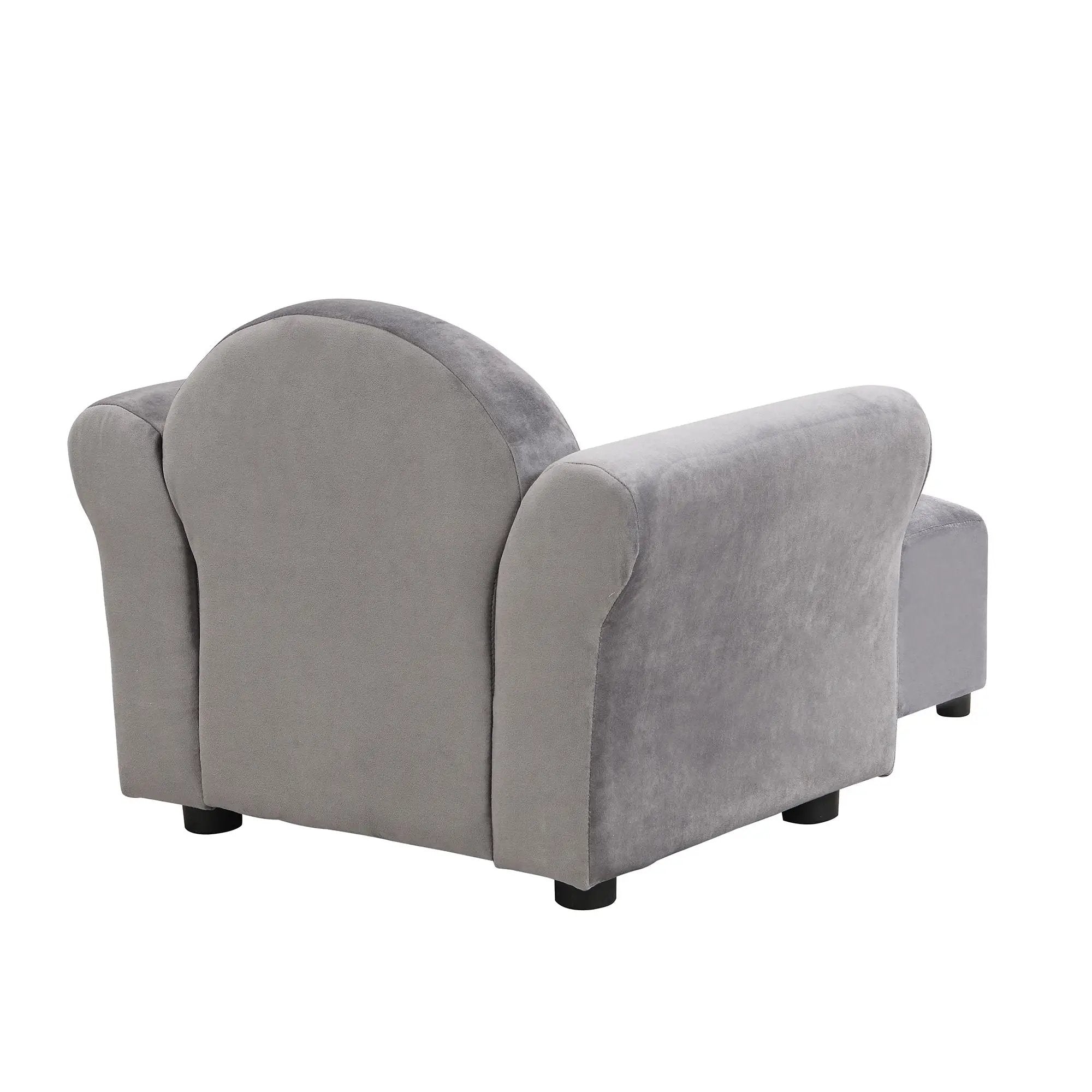 Kids Velvet Upholstered Chair With Ottoman For Comfortable Seating - Gray by HouseOfZazla