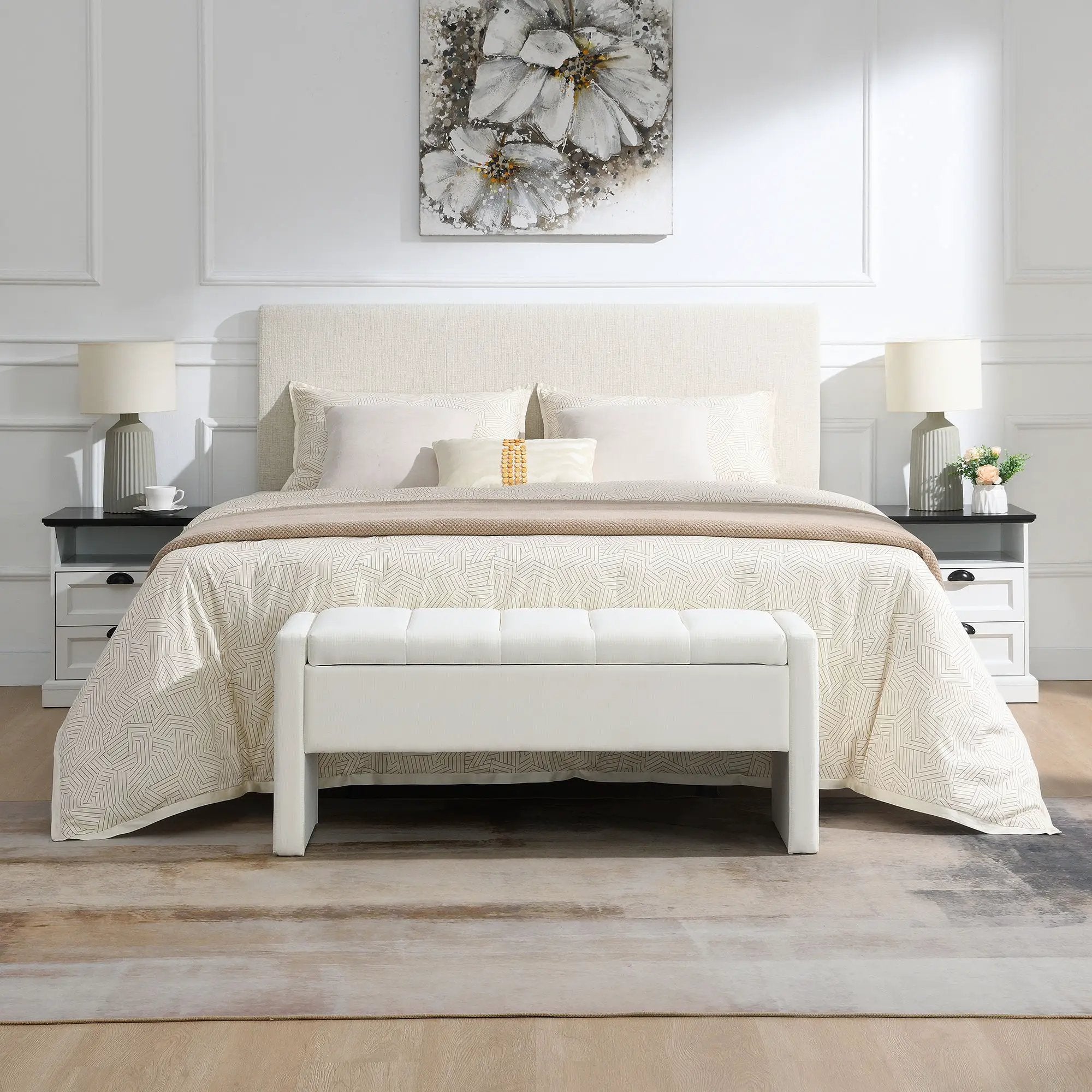 Modern Upholstered Large Bed End Bench With Storage by Unique Piece Furniture