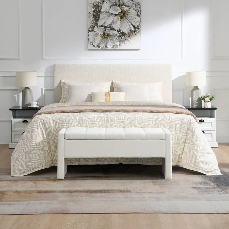 Modern Upholstered Large Bed End Bench With Storage by Unique Piece Furniture