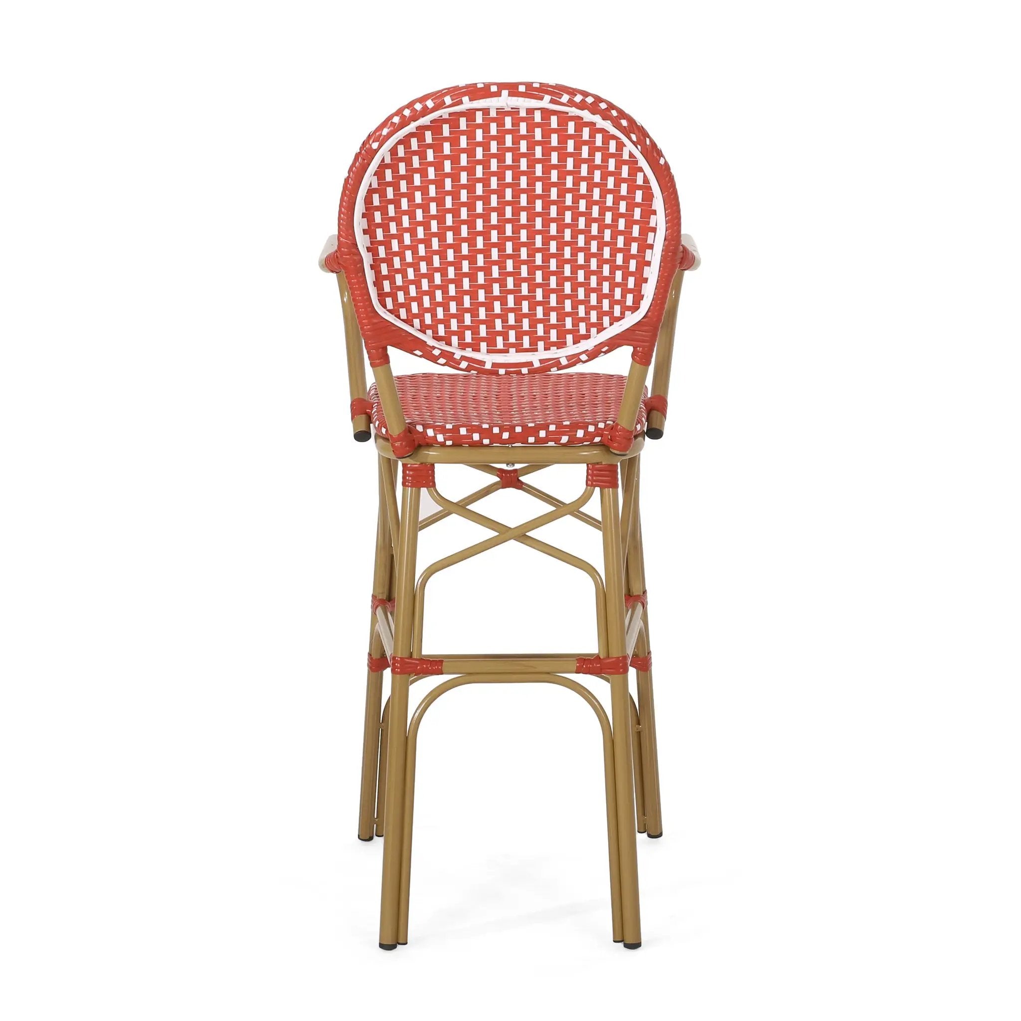 Outdoor Wicker and Aluminum French Barstools, Set of 2 by HouseOfZazla
