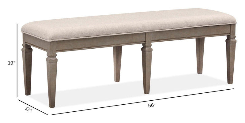 Lancaster - Bench With Upholstered Seat - Dovetail Gray, photo 3 of 5