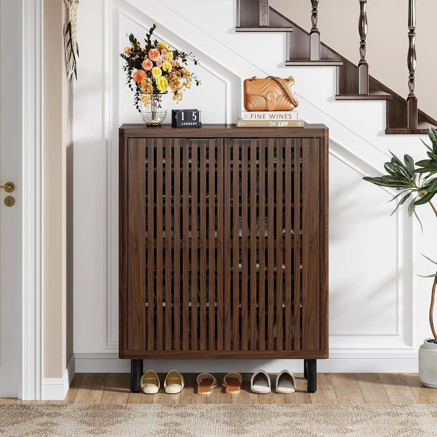 6 Tier Shoe Cabinet With Louvered Doors by HouseOfZazla