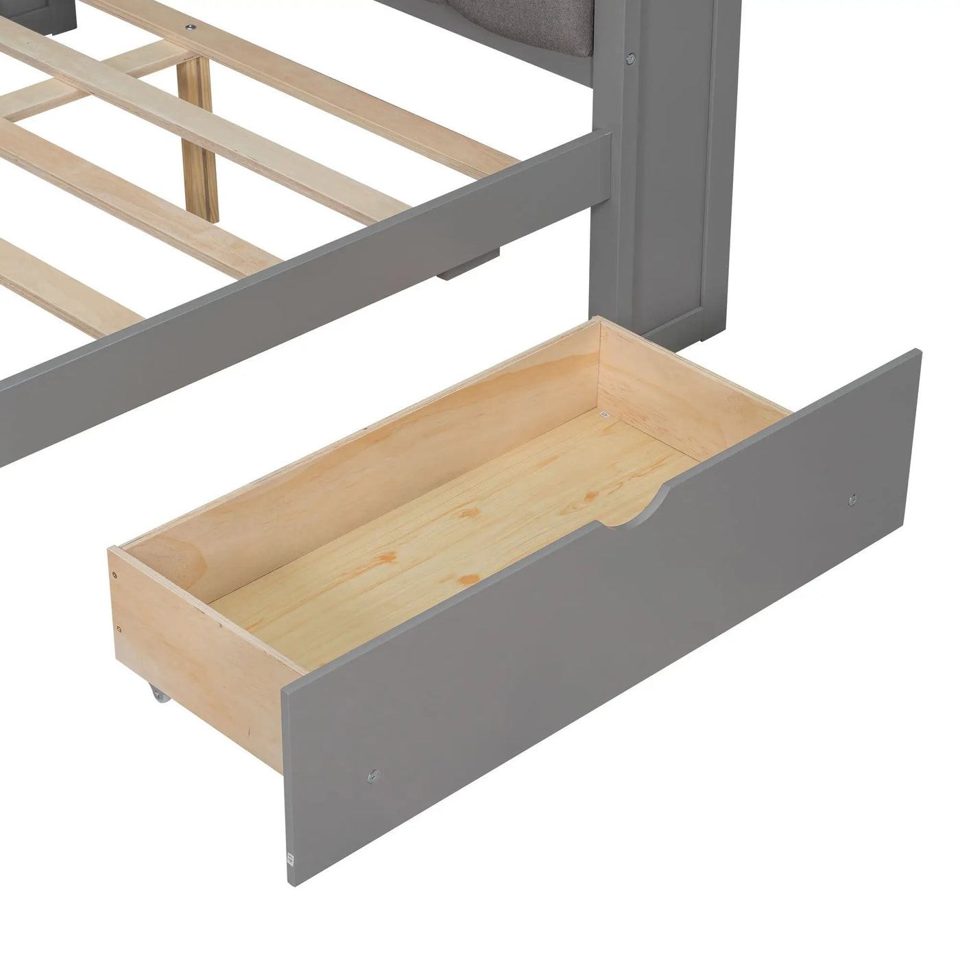 Platform Bed With Upholstered Headboard, Storage Shelves, Drawers, Charging Station, LED Lighting, Built In Desk by HouseOfZazla