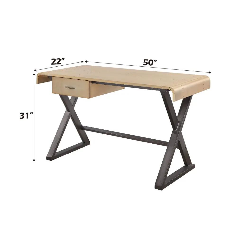 Danton - Executive Writing Desk - Gold Aluminum by Unique Piece Furniture