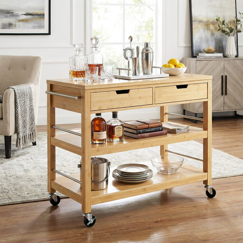 Indoor Multifunctional Bamboo Kitchen Cart by HouseOfZazla