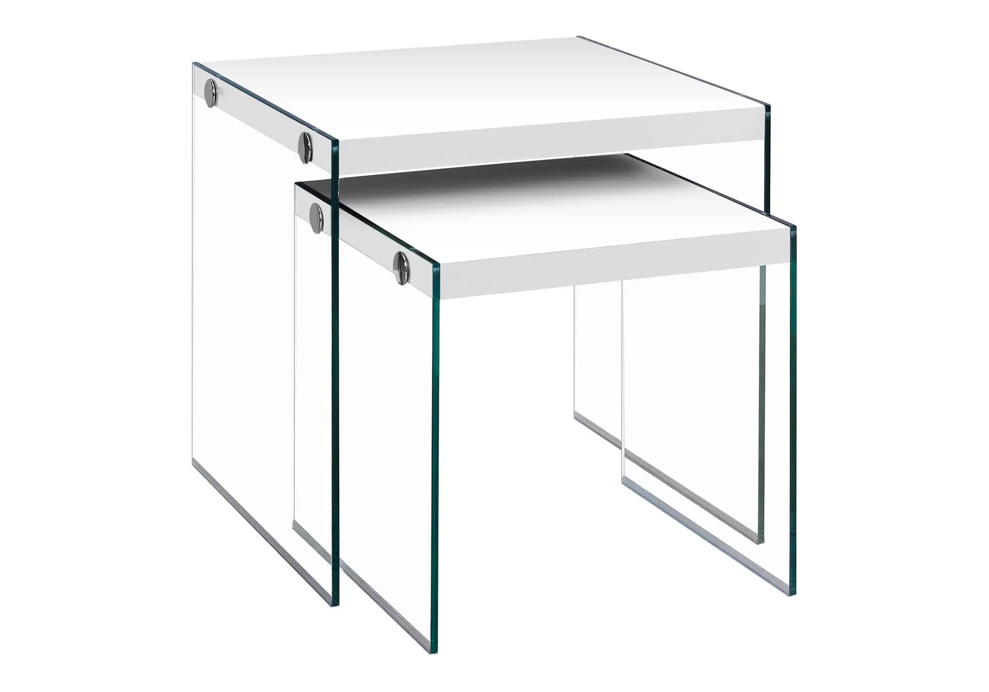 Accent Nesting Table Clear Tempered Glass For Living Room (Set of 2) by Unique Piece Furniture
