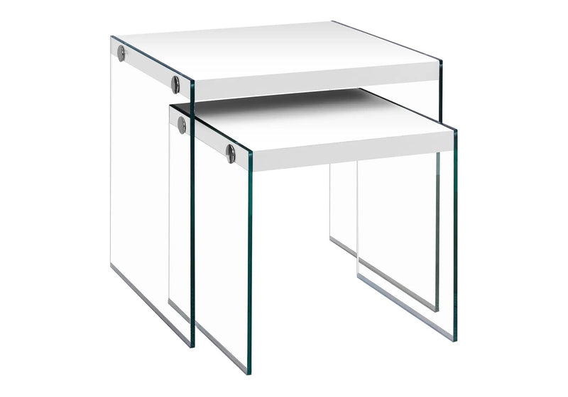 Accent Nesting Table Clear Tempered Glass For Living Room (Set of 2) by Unique Piece Furniture