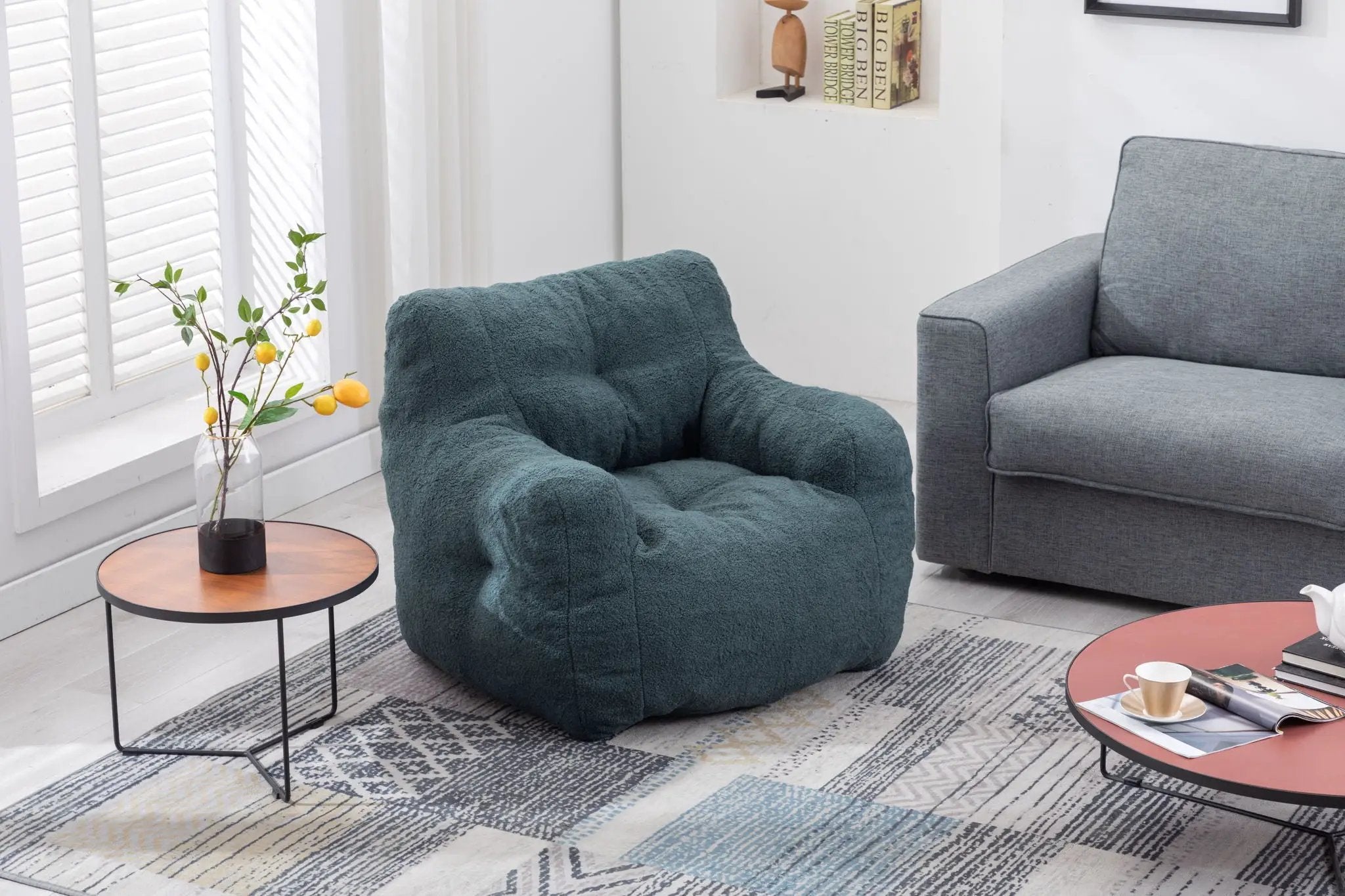 Soft Teddy Fabric Tufted Foam Bean Bag Chair With Teddy Fabric by Unique Piece Furniture